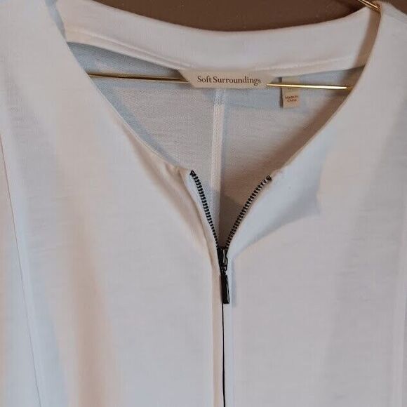 Soft Surroundings Calista White Zip Long Sleeve Blouse Jacket Xs Extra Small - Picture 2 of 9